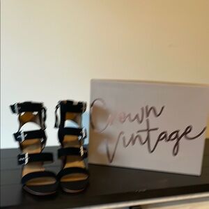 Crown Vintage Black Strappy Sandals